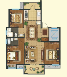 宇业·东方红郡3室2厅1厨2卫建面129.36㎡