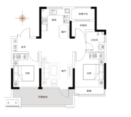 凤海九里3室2厅1厨1卫建面86.00㎡