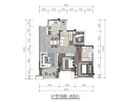 优品道·曦岸峰景3室2厅1厨2卫建面101.0㎡