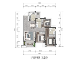 优品道·曦岸峰景3室2厅1厨2卫建面101.00㎡