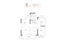 招商金茂正荣依云上城3室2厅1厨1卫建面89.00㎡
