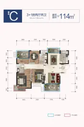 郡华·长郡里4室2厅1厨2卫建面114.00㎡