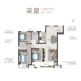 郑州孔雀城星河府3室2厅1厨2卫建面100.00㎡