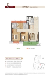 弘阳天玺尚院3室2厅1厨2卫建面95.00㎡