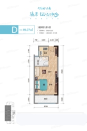 瀛景·抚心水乡1室1厅1厨1卫建面49.07㎡