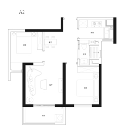 朗诗熙华府2室2厅1厨1卫建面79.00㎡