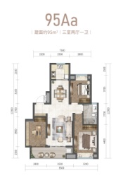 蓝城九岭春风3室2厅1厨1卫建面95.00㎡