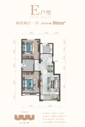 兴桐·瀚海峯璟2室2厅1厨1卫建面86.00㎡