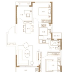 鲁能泰山9号3室2厅1厨1卫建面92.00㎡