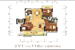 北京城房滨江壹号3室2厅1厨2卫建面119.00㎡