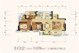 北京城房滨江壹号3室2厅1厨2卫建面109.00㎡