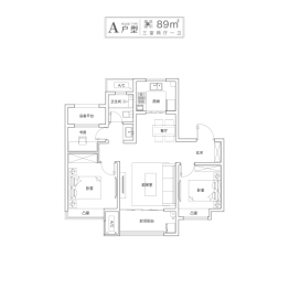 保利·明玥风华3室2厅1厨1卫建面89.00㎡