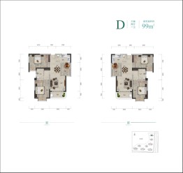 福天城3室2厅1厨1卫建面99.00㎡