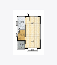 北海恒大御景半岛三期御景湾1室1厅1厨1卫建面49.00㎡