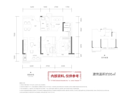 信达碧桂园3室2厅1厨1卫建面95.00㎡