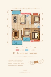 名门国际3室2厅1厨2卫建面135.28㎡