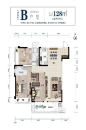 圣桦名城3室2厅1厨2卫建面128.00㎡