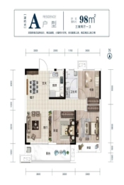 圣桦名城3室2厅1厨1卫建面98.00㎡