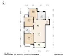 招商·东望府2室2厅1厨1卫建面88.00㎡