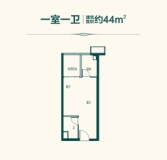恒大金碧天下半城湖44㎡-一室一卫户型