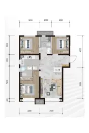 三盛·璞悦风华3室2厅1厨2卫建面99.00㎡