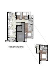 保利天汇3室2厅1厨2卫建面97.00㎡