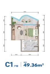 抚仙湖·欢乐大世界1室1厅1厨1卫建面49.36㎡