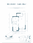 建面约84.86平米B1户型