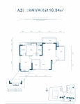 建面约116.34平米A2户型