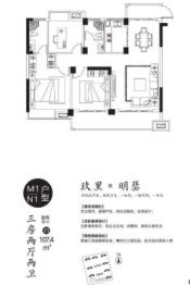 国鼎·梦湖玖里3室2厅1厨2卫建面107.40㎡