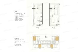 金鹰公馆2室1厅1厨1卫建面46.00㎡