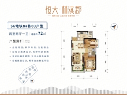 珠海恒大林溪郡2室2厅1厨1卫建面72.00㎡