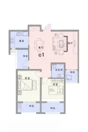 东城·翰林郡2室2厅1厨1卫建面105.80㎡