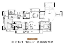 抚州碧桂园悦江府4室2厅1厨2卫建面121.00㎡