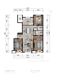 万科城3室3厅1厨2卫建面125.00㎡