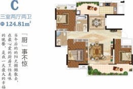 凯发·悦公馆3室2厅1厨2卫建面124.81㎡