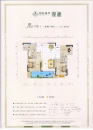 联投澜岸3室2厅1厨2卫建面113.89㎡