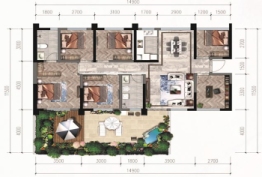 新际翡翠湾6室2厅1厨2卫建面127.80㎡