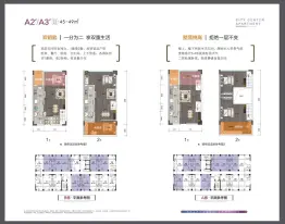 白马湖公馆2室2厅1厨1卫建面45.00㎡