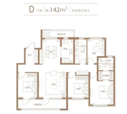 融创·蓝天壹號4室2厅1厨2卫建面142.00㎡