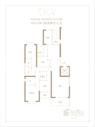 世茂天越4室2厅1厨3卫建面213.00㎡