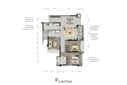 重庆北碚吾悦广场3室2厅1厨2卫建面99.00㎡