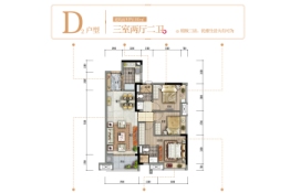 保利·云山堂悦3室2厅1厨2卫建面100.00㎡