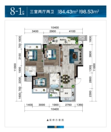 侨城智慧樾府3室2厅1厨2卫建面98.79㎡