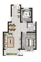 巴斯·御景湾2室2厅1厨1卫建面82.00㎡