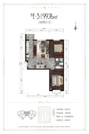 枫林逸景紫御府2室2厅1厨1卫建面99.76㎡