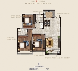 观景府3室2厅1厨2卫建面119.00㎡