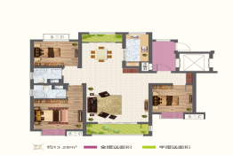 美华紫郡城3室2厅1厨2卫建面130.90㎡