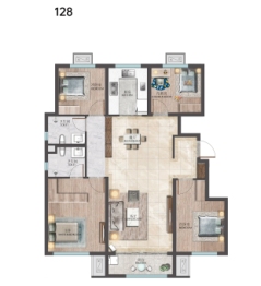 华盈瑜园4室2厅1厨2卫建面128.00㎡