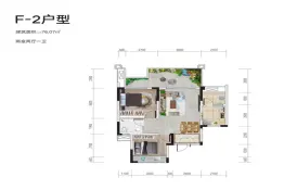 东辰·江畔悦府2室2厅1厨1卫建面76.07㎡